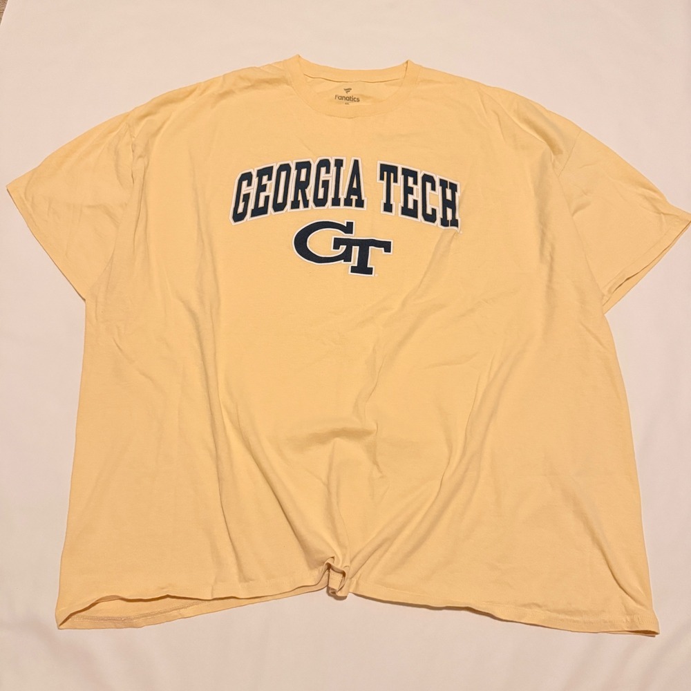Fanatics Georgia Tech T-Shirt Mens 4XL Yellow Graphic Short Sleeve NCAA Tee